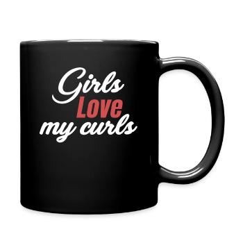Girls Love My Curls Funny Curly Hair - Full Colour Mug - black - Right