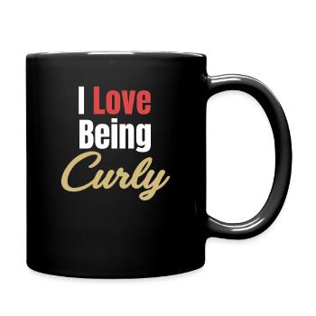 Ich Liebe Es, Lockig Lustige Haare Wellige - Tasse einfarbig - Schwarz - Rechts
