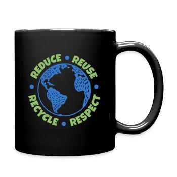Recycle Reuse Renew Rethink Earth Day Environmenta - Tasse einfarbig - Schwarz - Rechts
