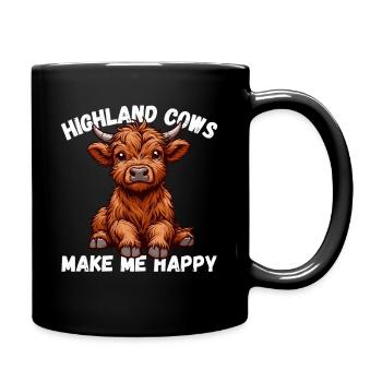 Highland Cow Scotland Beef Happy Cute Country - Full Colour Mug - black - Right