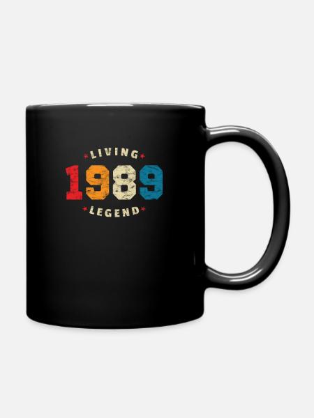 1989 Birthday Retro Living Legend - Full Colour Mug - black