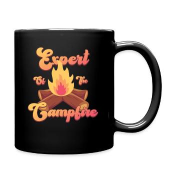 Experte für Camping-Experten am Lagerfeuer - Tasse einfarbig - Schwarz - Rechts