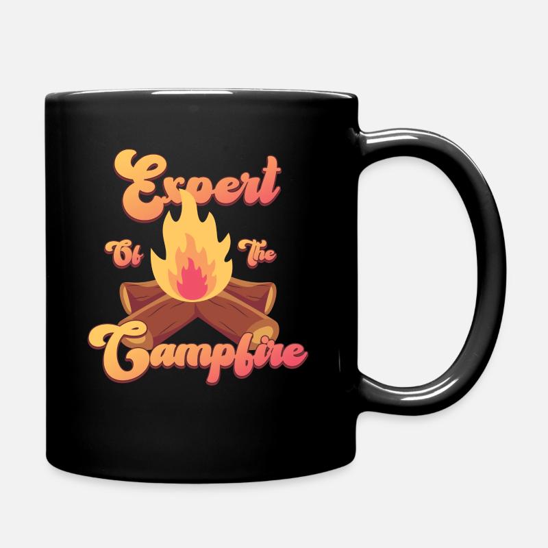 Experte für Camping-Experten am Lagerfeuer - Tasse einfarbig - Schwarz