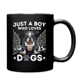 Just A Boy Who Loves Dogs - Full Colour Mug - black - Right