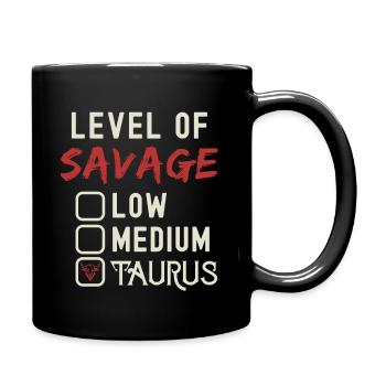 Level Of Savage Taurus Funny Star Sign Astrology - Full Colour Mug - black - Right