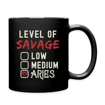 Level Of Savage Widder Lustige Sternzeichen-Astrologie - Tasse einfarbig - Schwarz - Rechts
