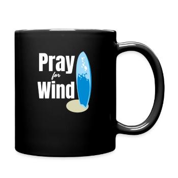 Pray for the Wind Fun Kitesurfing - Full Colour Mug - black - Right