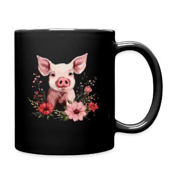Schwein Lustig Bauer Landwirt Geschenk - Tasse einfarbig - Schwarz - Rechts