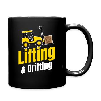 Lifting & Drifting Funny Forklift Driver Truck - Full Colour Mug - black - Right