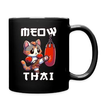 Muay Thai Boxing, Thai Boxing Kickboxen Meow Thai - Tasse einfarbig - Schwarz - Rechts