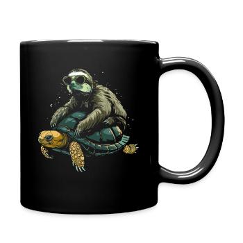 Sloth Turtle Funny Gift - Full Colour Mug - black - Right