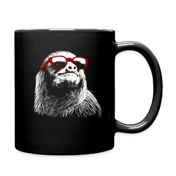 Faultier Lustig Geschenk - Tasse einfarbig - Schwarz - Rechts