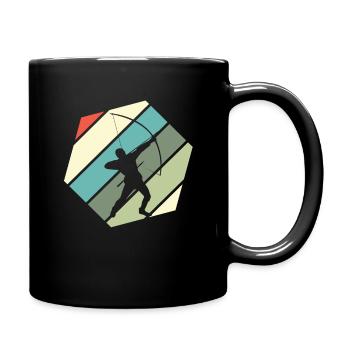 Retro Bogenschütze Bogenschießen - Tasse einfarbig - Schwarz - Rechts