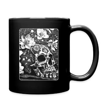 Surreal Skull Flower Shirt: Dark Style - Full Colour Mug - black - Right