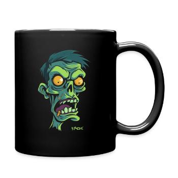 Dessin animé d’un zombie vert, zombie horrible - Mug uni - noir - Droite