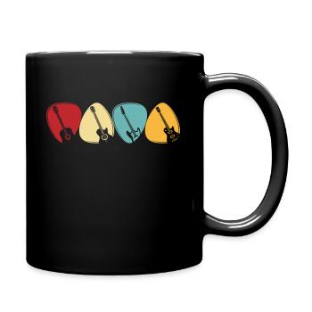 Vintage Guitar Pick Bass Guitar - Full Colour Mug - black - Right