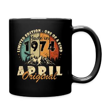 April 1974 Jubiläum April 1974 Geschenk 1974 - Tasse einfarbig - Schwarz - Rechts