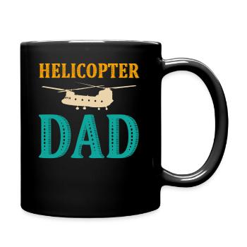 Helikopter Eltern Lustige Männer Pilot - Tasse einfarbig - Schwarz - Rechts