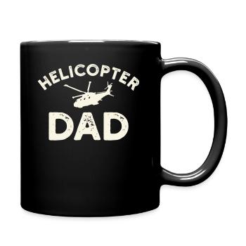 Helikopter Eltern Lustige Männer Pilot - Tasse einfarbig - Schwarz - Rechts