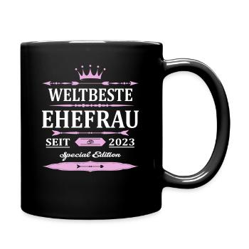Weltbeste Ehefrau Seit 2023 Vintage Hochzeitstag - Tasse einfarbig - Schwarz - Rechts