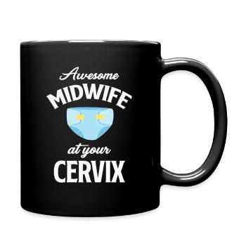 Great Midwife On Her Cervix Funny - Full Colour Mug - black - Right