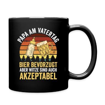 Papa Bier Vater Vatertag - Tasse einfarbig - Schwarz - Rechts