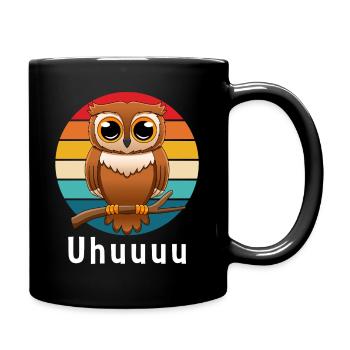 oiseau, animal de la forêt, oiseau de nuit, hibou, hibou grand-duc - Mug uni - noir - Droite