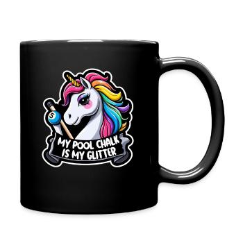 Einhorn Billardkreide ist Mein Glitzer Design - Tasse einfarbig - Schwarz - Rechts