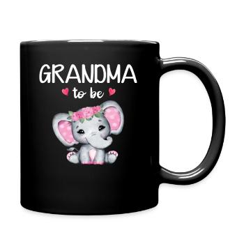 Oma To Be Elefant Baby Shower Floral - Tasse einfarbig - Schwarz - Rechts