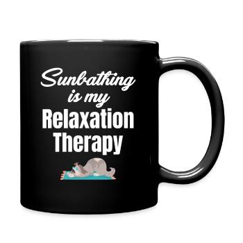 Sunbathing is my relaxation therapy - Full Colour Mug - black - Right