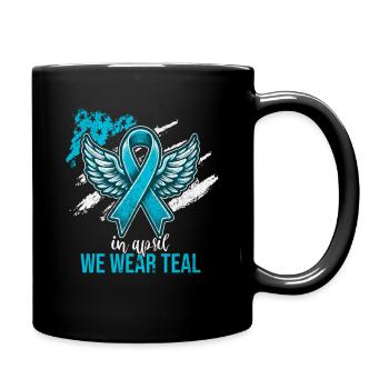 En avril, nous portons du bleu sarcelle - Mug uni - noir - Droite