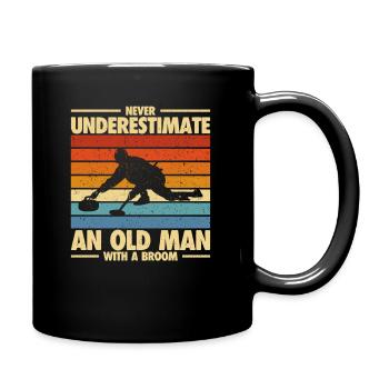 Ne sous-estimez jamais un vieil homme avec un balai - Mug uni - noir - Droite