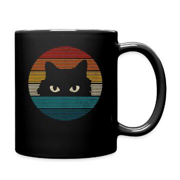 Cat Vintage Funny Gift - Full Colour Mug - black - Right