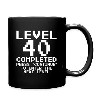 40th Birthday Level 40 Complete 40 Years Gift - Full Colour Mug - black - Right