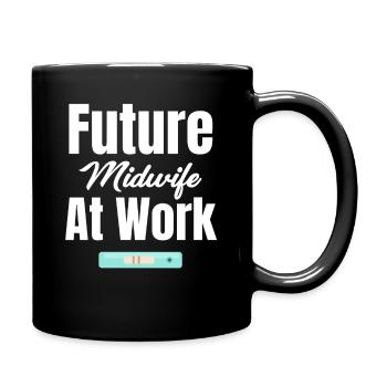 Une future sage-femme au travail devant le - Mug uni - noir - Droite