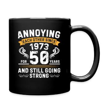 Golden Wedding Marriage - teasing each other since 1973 - Full Colour Mug - black - Right