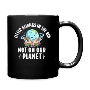 No Littering Anti Littering Earth Day - Full Colour Mug - black - Right