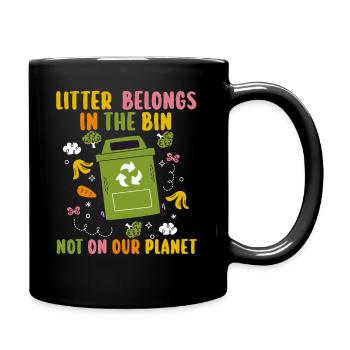 No Littering Anti Littering Earth Day - Full Colour Mug - black - Right