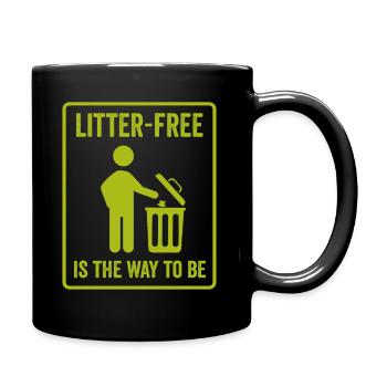 No Littering Anti Littering Earth Day - Full Colour Mug - black - Right