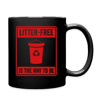 No Littering Anti Littering Earth Day - Full Colour Mug - black - Right