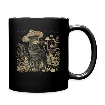 Chat Cottagecore champignon cadeau - Mug uni - noir - Droite