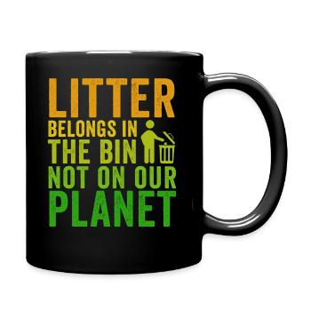 No Littering Anti Littering Earth Day - Full Colour Mug - black - Right