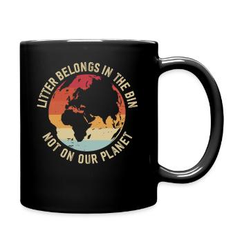No Littering Anti Littering Earth Day - Full Colour Mug - black - Right