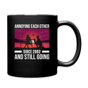 Beziehung Ehe Jubiläum - sich necken seit 2002 - Tasse einfarbig - Schwarz - Rechts