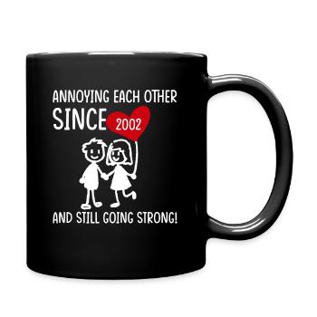 Beziehung Ehe Jubiläum - sich necken seit 2002 - Tasse einfarbig - Schwarz - Rechts