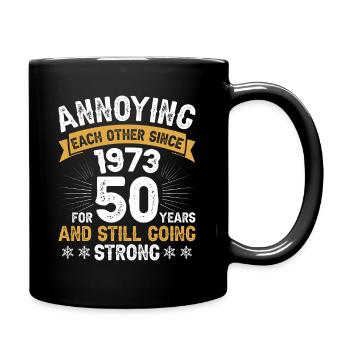 Relationship Marriage Anniversary - teasing each other since 1973 - Full Colour Mug - black - Right