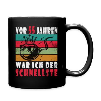 Vor 55 Jahren war ich mal der Schnellste 55. - Tasse einfarbig - Schwarz - Rechts