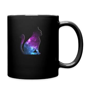 Katze Galaxy Space - Tasse einfarbig - Schwarz - Rechts