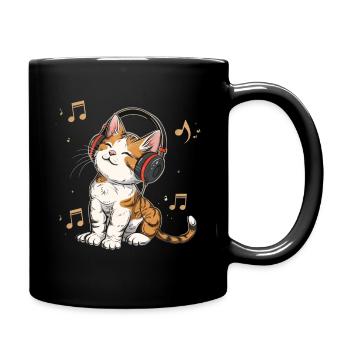 Katze Musik Kawaii Geschenk - Tasse einfarbig - Schwarz - Rechts
