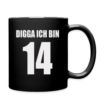 Digga ich bin 14 - Tasse einfarbig - Schwarz - Rechts